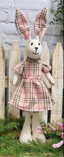 Pink Plaid Girl Bunny Standing 