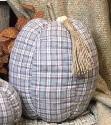 Blue/Brown Plaid Pumpkin Large 