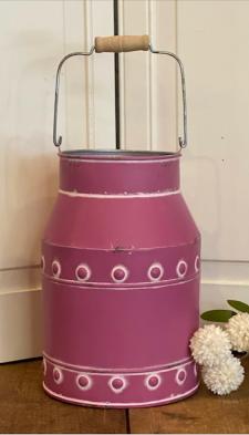 Pink Distressed Bead Accent Milk Can