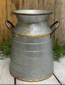 Gold Beaded Hammered Milk Can 