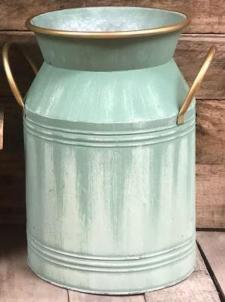 Light Green/Gold Trim Milk Can 