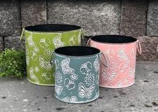 Butterfly Metal Containers Multi Color (set of 3)