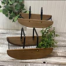 Wood/Wire Rocking Baskets (Set of 2)