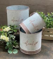 Family Buckets With Ring Handles (Set of 3)
