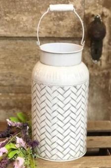 Tan Weave Tall Milk Can With Handles