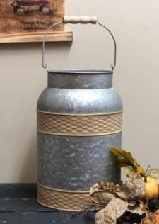 Tan Embossed Weave  Milk Can 