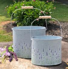 Lavender Embossed Buckets (Set of 2)