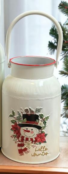 Hello Winter Snowman Milk Can Small