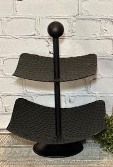 Black Textured 2 Tier Tray