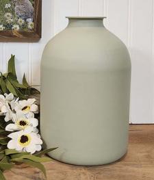 Green Tall Metal Vase