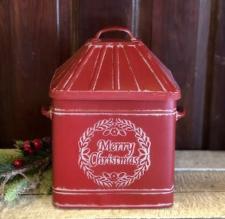Red Distressed Merry Christmas Canister 