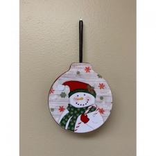 Red Toboggan Snowman Tin Hinged Ornament 