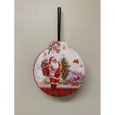 Vintage Santa Tin Hinged Ornament 