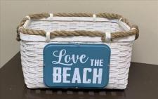Love The Beach Woven Basket W/Rope Handles 
