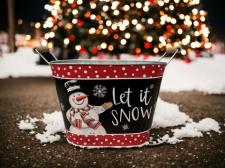 Let It Snow Snowman Oval Container