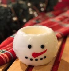 Snowman LED Candle w/Timer Round 