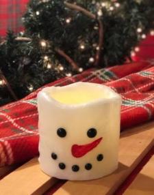 Snowman LED Pillar Candle w/Timer 