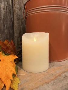 Cream LED Pillar Candle w/Timer 