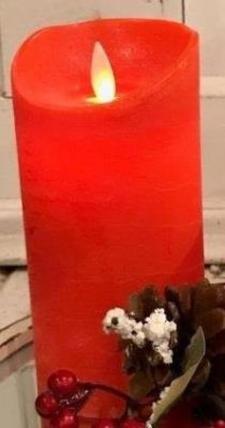 Red LED Pillar Candle w/Timer 