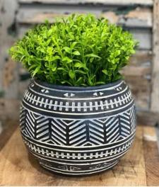 Potted Greenery In Cement Deco Planter 