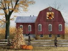 Autumn Leaf Quilt Block Barn Canvas 
