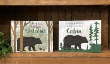 Family and Friends Cabin Block Signs (Set of 2)