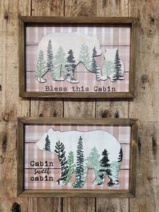 Bless This Cabin/Sweet Cabin Framed Hanging Signs (2 Assorte