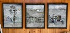 Windmill,Barn,Tractor Framed Wall Art (3 Assorted) Each