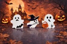 Bat/Witch/Trick or Treat Ghosts Blocks (Set of 3)