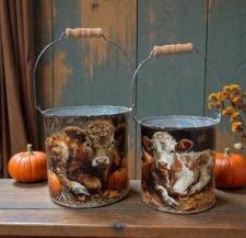Highland Cow/Pumpkin Buckets (Set of 2)