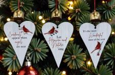 Cardinal Heart Ornaments (3 Assorted)