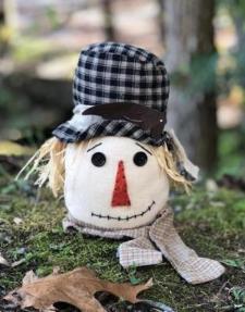 Black Plaid Hat Scarecrow Head Large 