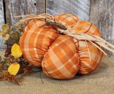 Orange Print Fabric Pumpkin Large