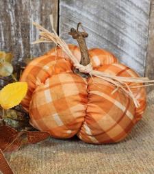 Orange Print Fabric Pumpkin Small