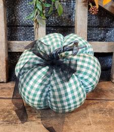 Green Plaid Fabric Pumpkin Small