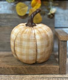 Cream Plaid Pumpkin Small