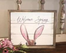 Welcome Spring Bunny Sign 